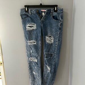 Distressed Blue Jeans